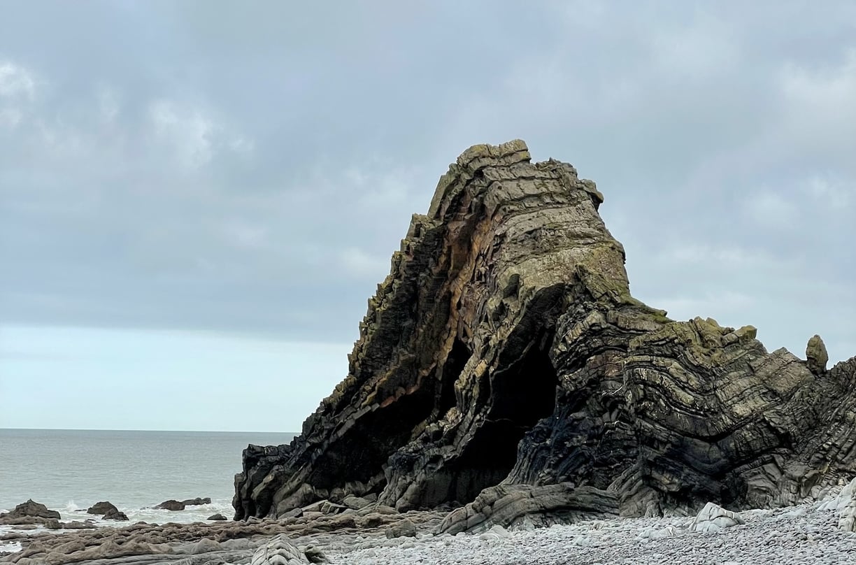 fallen rock in the beach