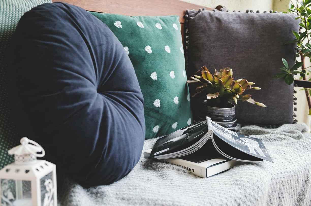 Throw Pillows Beside Books by Krisztina Papp from Pexels
