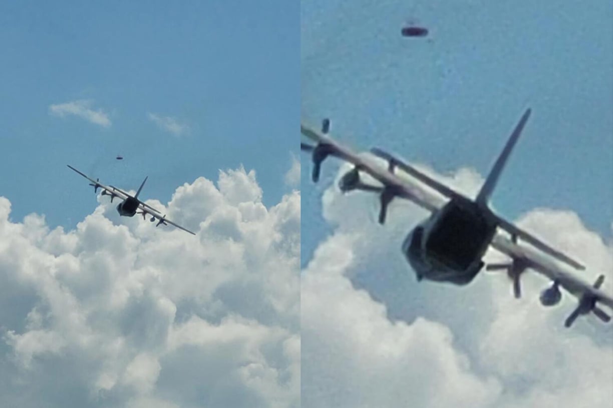 two planes flying in the sky with clouds and UAP