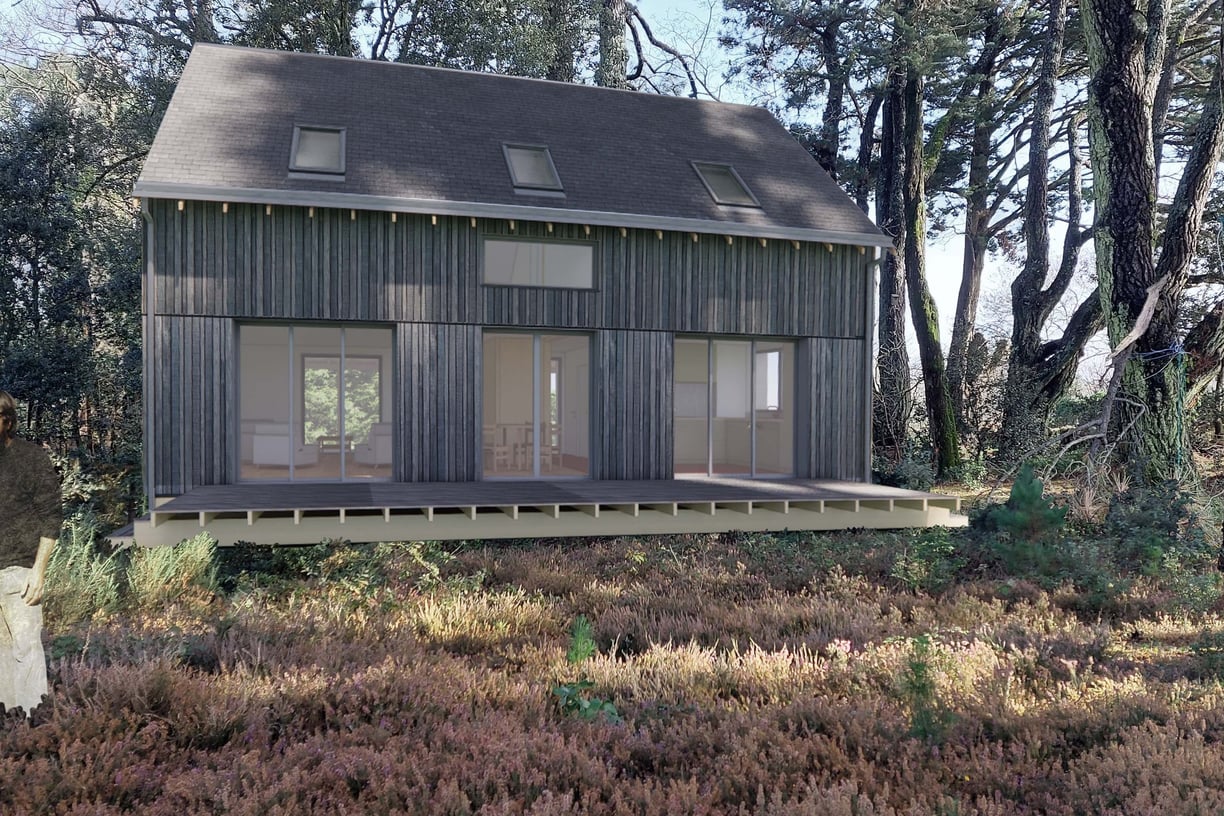 Maison ossature et bardage bois dans les arbres