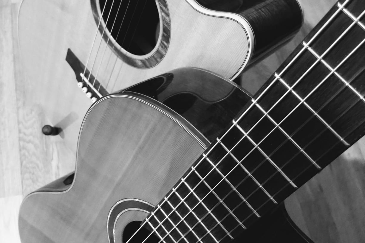 Two acoustic guitars for AJ Acoustic Duo