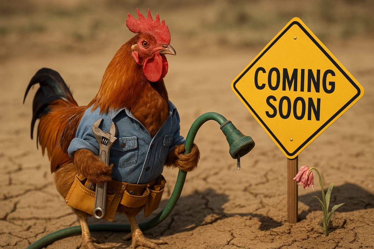 a roostertailed chicken with a hose attached to a hose