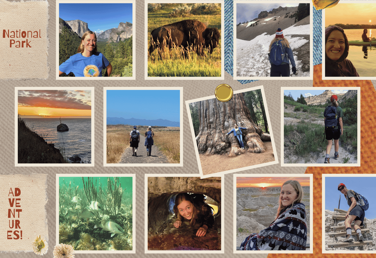 a collage of pictures of teachers traveling to different national parks