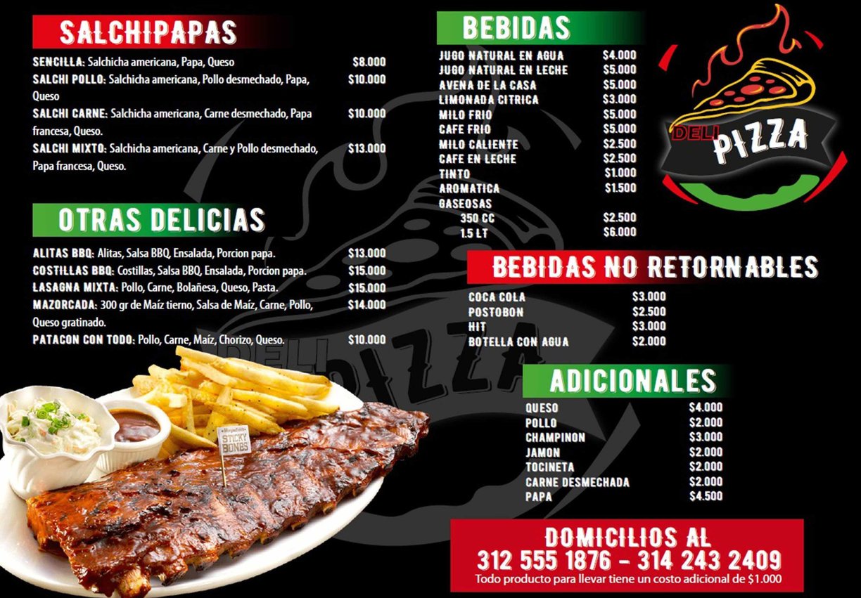 Menú Salchipapas en Delipizzas Cajamarca