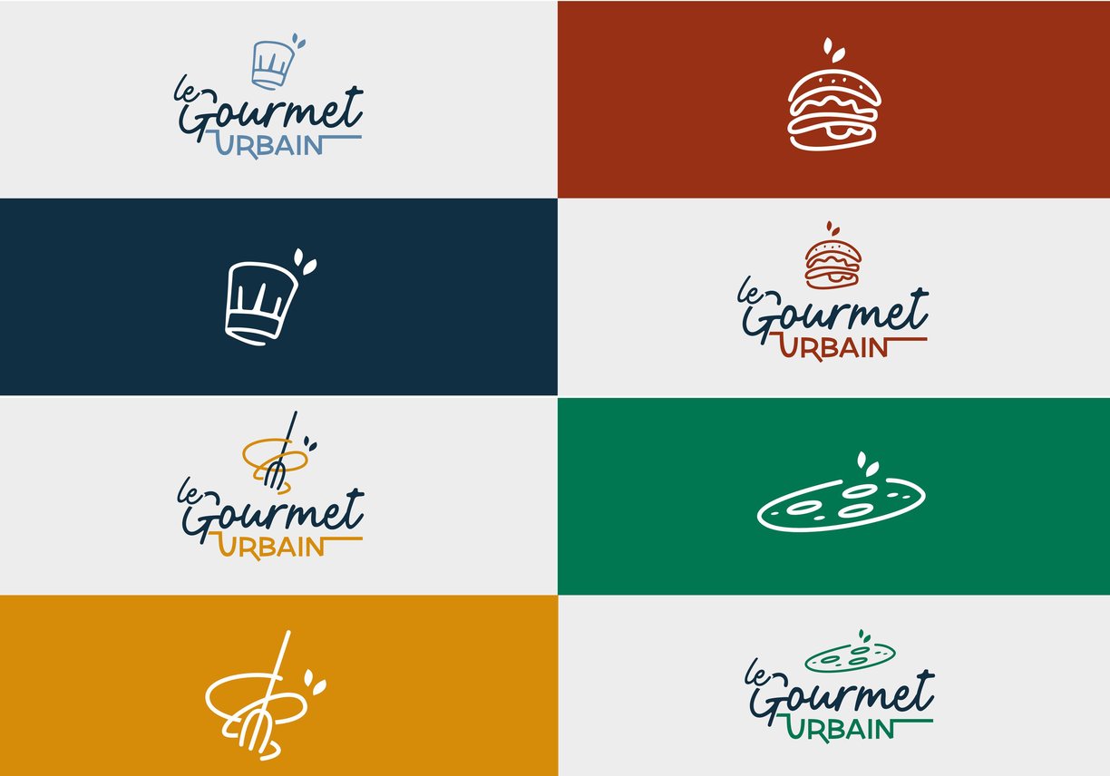 Logo - identité visuelle - illustrations- restaurant - Le Gourmet Urbain - Amy atelier graphique