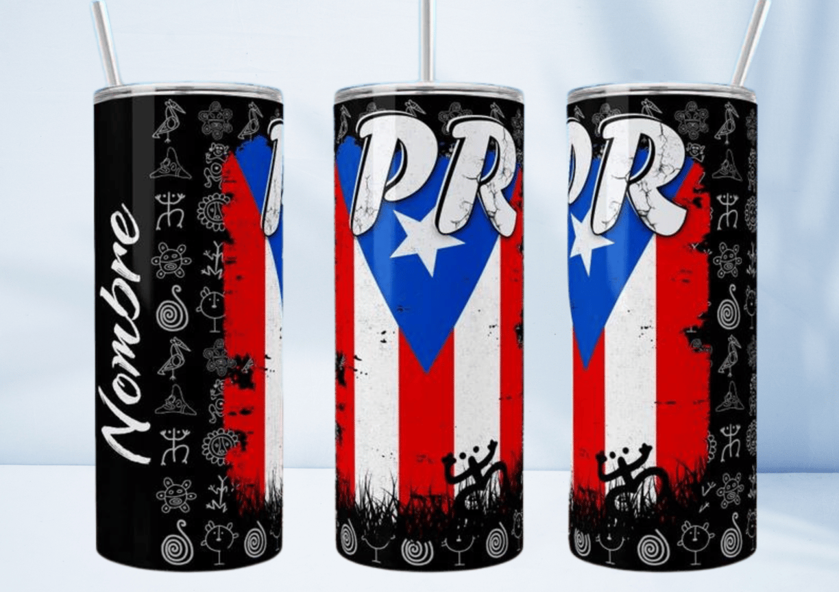 20 oz tumbler with a puertorican flag