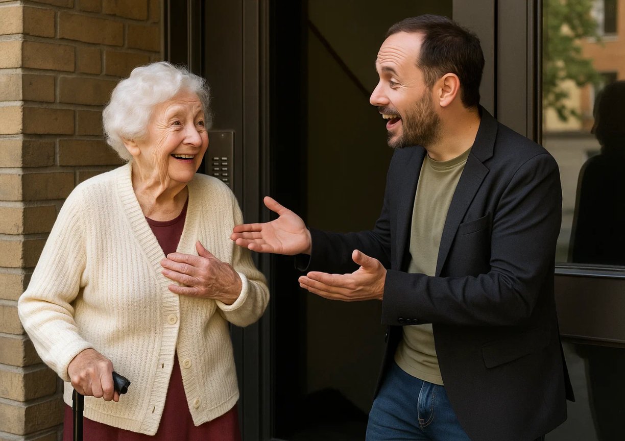 un homme complimente une femme pour la journée mondiale du compliment