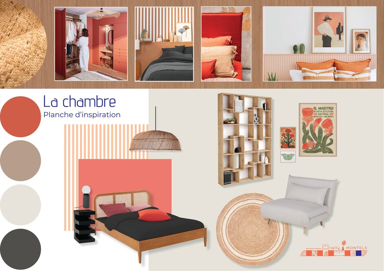 Planche d'inspiration chambre adulte terracotta