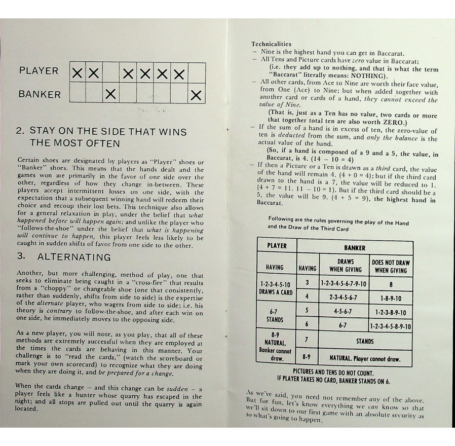 Sahara gaming guide Baccarat