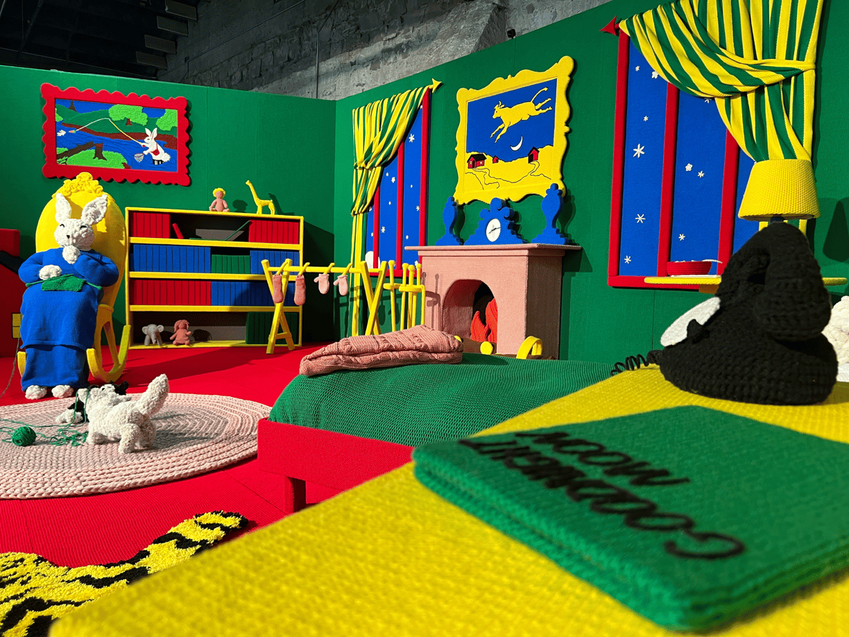 Knitted replica of Goodnight Moon by artists Emilie Odeile and Ken Chapin