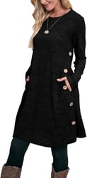OFEEFAN Womens Long Sleeve Tunic Dres Fall Outfits with Pockets Buttons