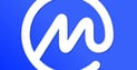 a white and blue logo with a white and blue background