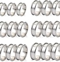 18PCS Blank Core Ring Stainless Steel Grooved Finger Rings for Inlay Ring DIY Jewelry Making Size 7/