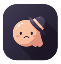 Icono 3D de personaje triste con sombrero sobre fondo oscuro, representa pérdida de tráfico o caída de rendimiento en Egremy