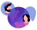 Two people in a world