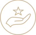 Icone de valores - mão aberta com um estrela acima