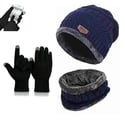 Perpetual Men's Winter Wear Set - Stylish Woolen Caps, Touchscreen Gloves, Neck Warmers (₹299)