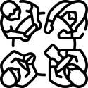 Icon of hands or people joining together to represent teamwork and collaboration