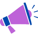 a purple megaphone with a blue and purple megaphone