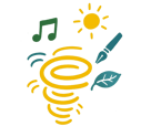 a spiralle with music notes and music notes