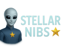 Logo da Stellar Nibs com Seu Embaixador Universal, Stéllio 