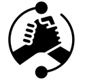 A working together hand shake icon that represents step two in solving restaurant owners dilemma.