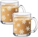 Tioncy 2pcs Christmas Snowflake Glass Coffee Mugs