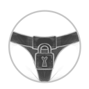 a black and white drawing of a chastity belt