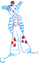 dessin d'un enfant déguisé en clown pou un anniversaire cirque avec lili, ses comédiens, comédiennes