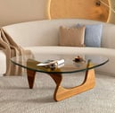 glass table top coffee table with wood