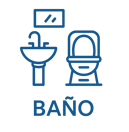Ícono azul que representa baño completo con lavabo e inodoro, imagen ilustrativa