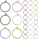 30pcs 6 Colors Round Open Bezel Pendants Alloy Bezel Charms Resin Molds Open Back Frame Pendants for