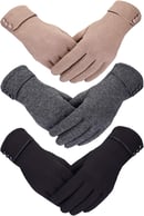 Patelai 3 Pairs Womens Gloves Winter Touchscreen Texting Phone Windproof Gloves Fleece Lined Cold We