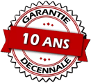 Badge Garantie Décennale 10 ans pour travaux de toiture avec couvreur certifié dans les Hauts-de-Seine 92.