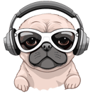 Dog'd head with headphone.