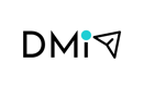 a dmi logo with a blue dot on the bottom