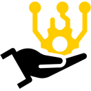 a yellow and black picture of a robot