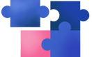 Blue and pink puzzle details