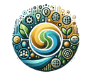 a circular shaped icon with a stylized design