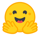 Hugging Face's logo, a yellow emoji with a wide grin and outstretched hands