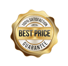 a gold badge with the words best price guarantee