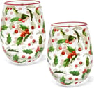 Gift Boutique Christmas Stemless Wine Glass Set of 2