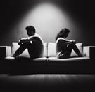 a man and woman sitting on a couch