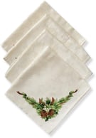 Benson Mills Christmas Ribbons Engineered Printed Fabric Cloth Napkins for Christmas