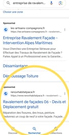 Nous voyons la seconde position dans le moteur de recherche google du site Rénov Habitat Paca