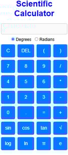 This is Scientific Calculator with Radian and Degrees features with different operators available.