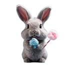 a rabbit with a cotton candy floss