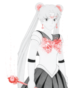 Illustrations de Sailor Moon dessine en LAVI et en fleurs rouges