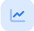 a blue and white icon of a upward trend graph depicting market research