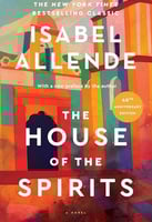 Vibrant cover of “The House of the Spirits” by Isabel Allende, with colorful abstract buildings